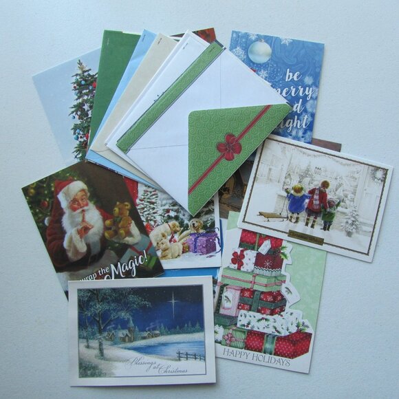 Happy Holidays Merry Christmas Assorted Greeting Cards With Envelopes Set 28 - Picture 5 of 5
